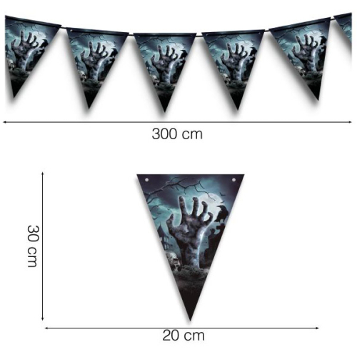 Flagguirlande zombiehånd 3m