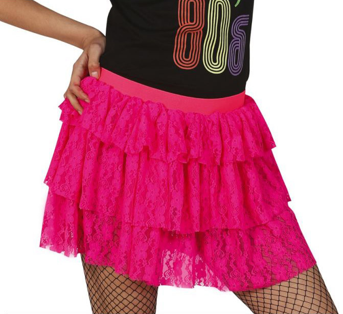 80er nederdel, neon-pink, L
