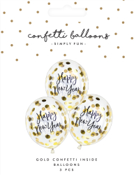 Nytår konfetti ballon 3-pak