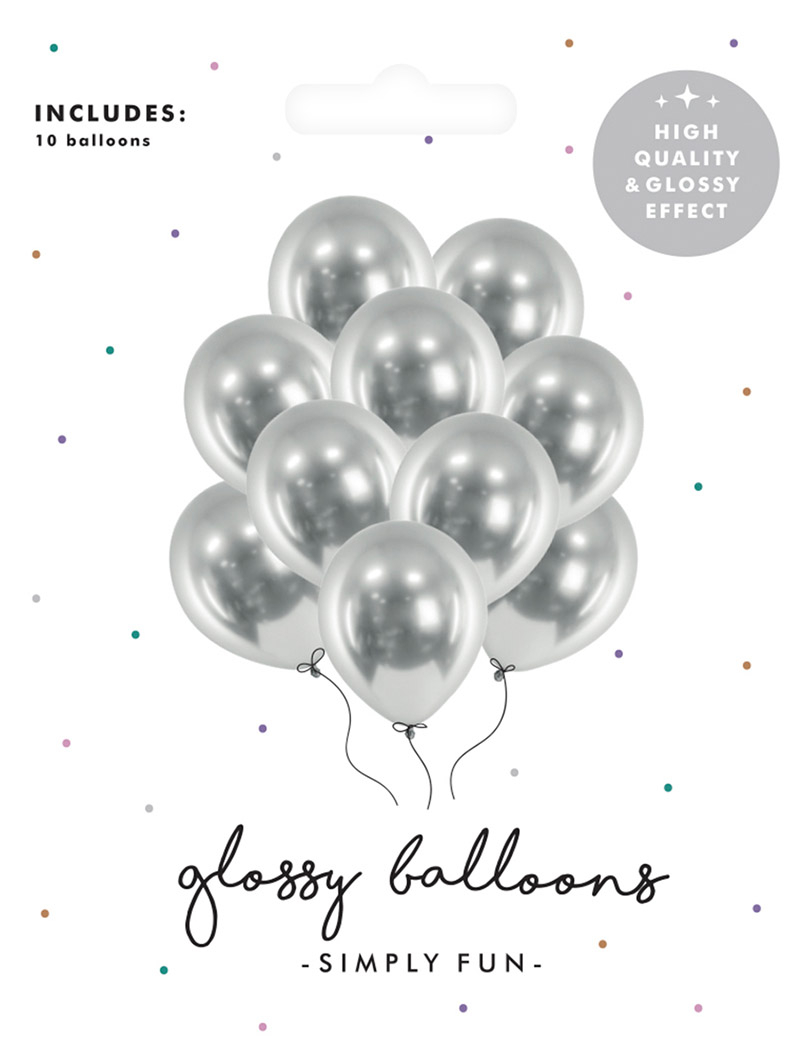 Balloner glossy sølv 10-pak