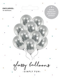 Balloner glossy sølv 10-pak