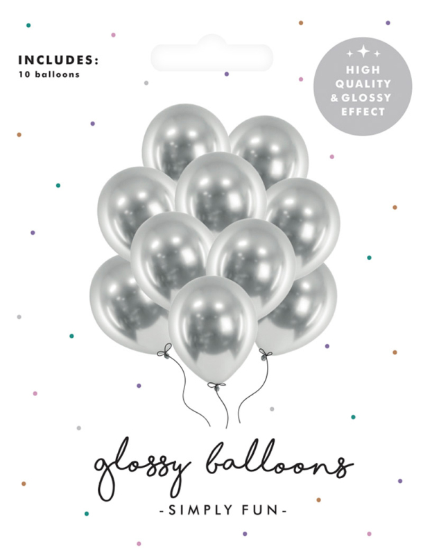 Billede af Balloner glossy sølv 10-pak