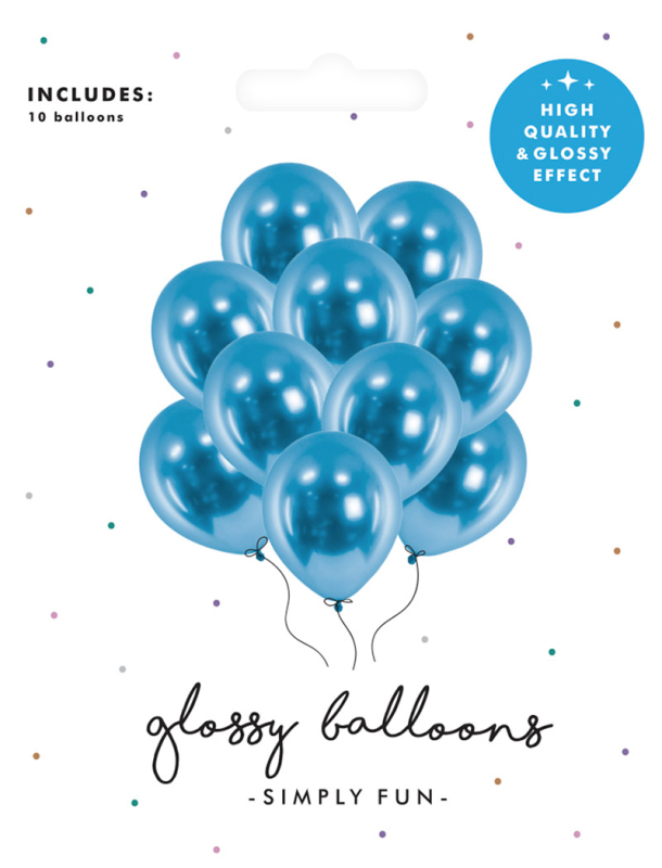 Billede af Balloner glossy blå 10-pak