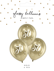Ballon glossy 50 guld 6-pak