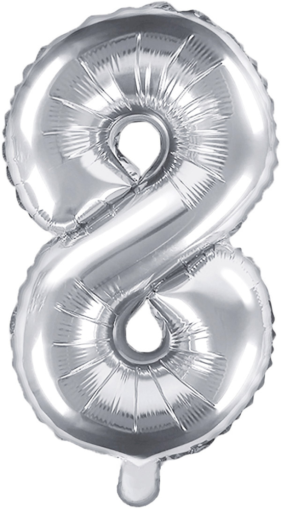 Tal ballon 8 sølv 35 cm