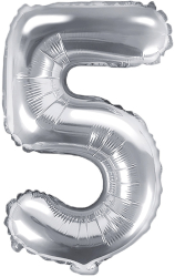 Tal ballon 5 sølv 35 cm