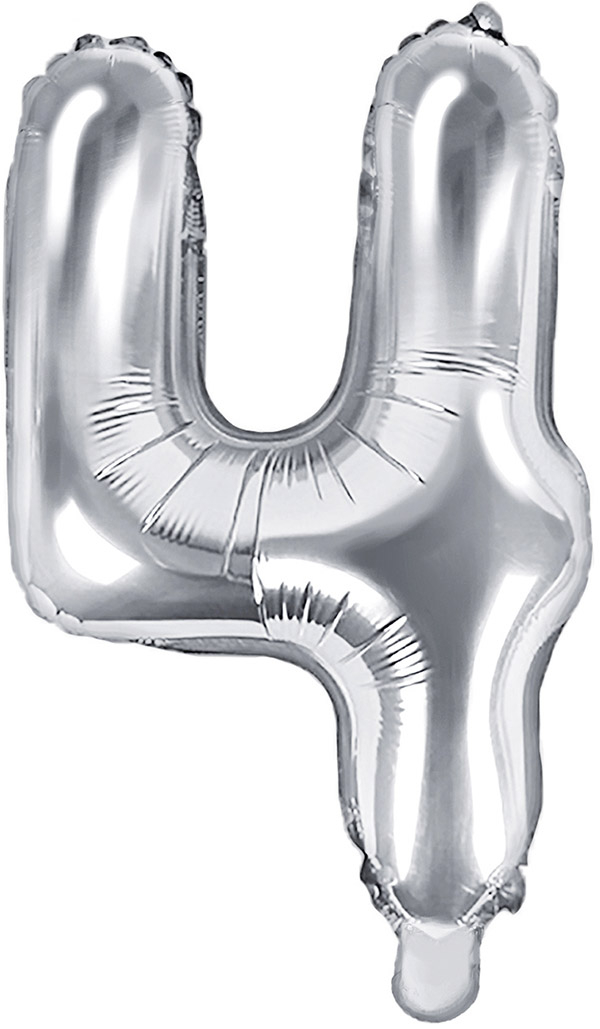 Tal ballon 4 sølv 35 cm