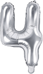 Tal ballon 4 sølv 35 cm