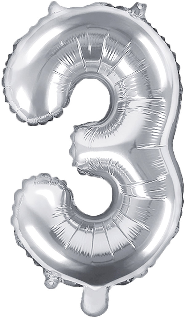 Tal ballon 3 sølv 35 cm