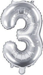 Tal ballon 3 sølv 35 cm