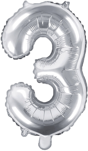 Tal ballon 3 sølv 35 cm