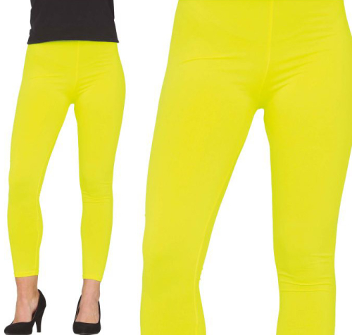 Leggings, neon gul, str. L