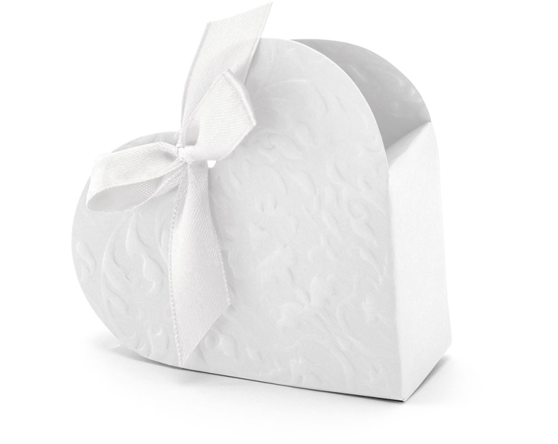 Mini æske Hjerte Hvid 10 Pk