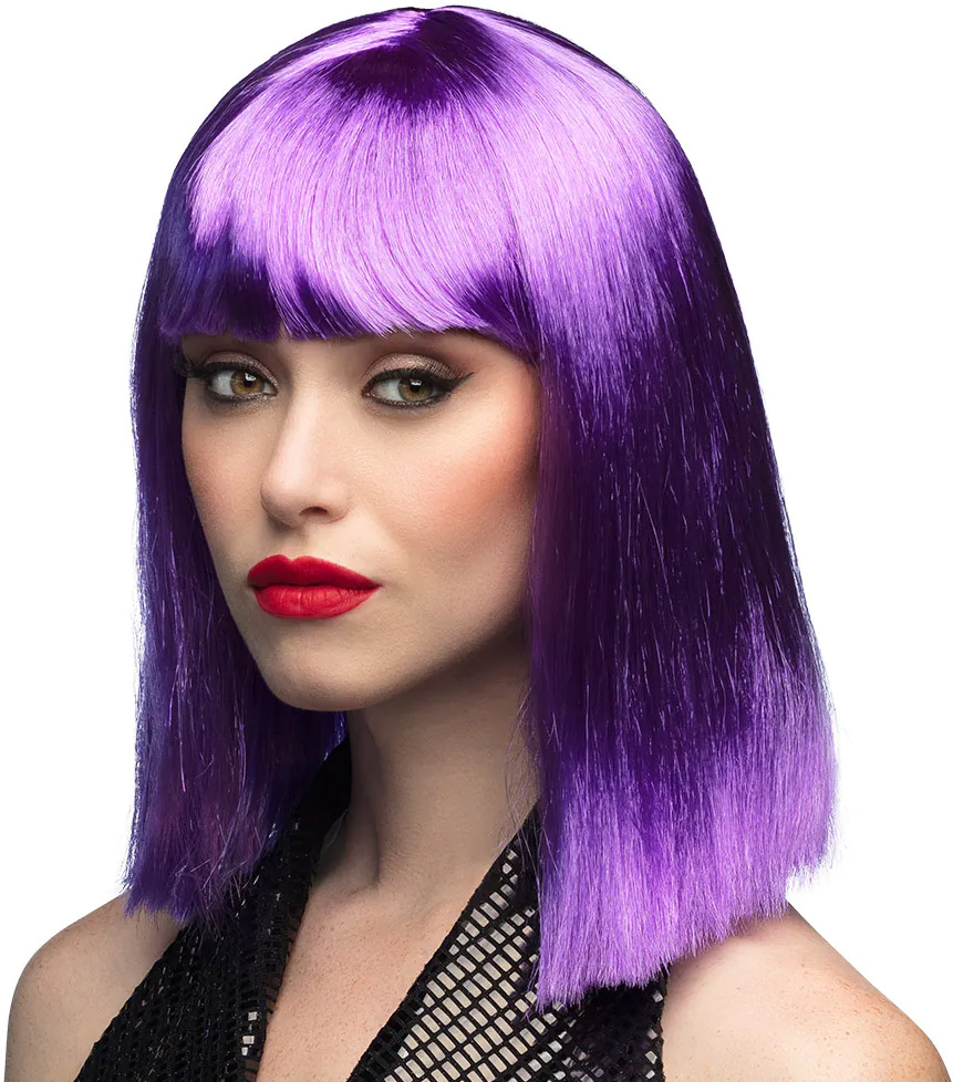Paryk med pandehår, lilla