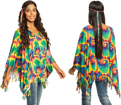 Hippie poncho med pandebånd