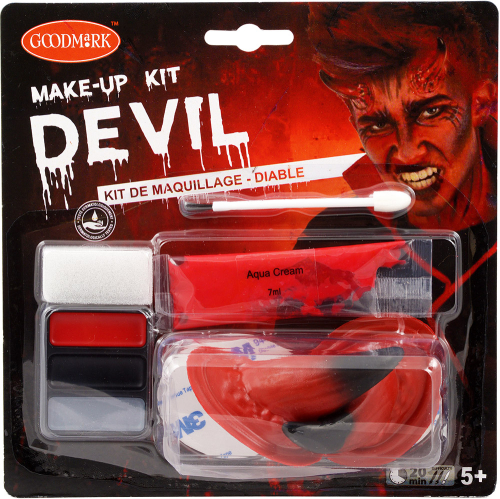 Djævel makeup sæt med horn