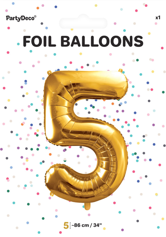Tal ballon 5 guld 86 cm