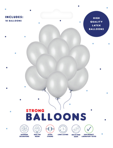 Balloner sølv 30 cm 10-pak