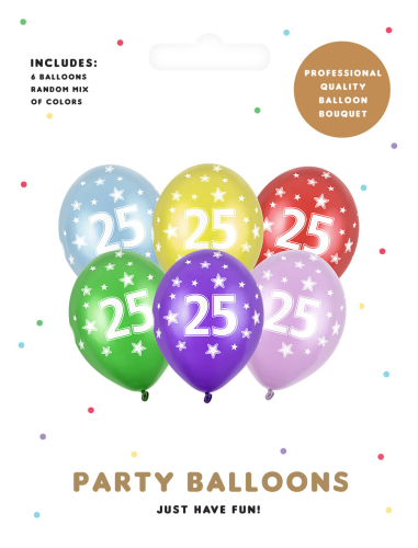 Ballon 25 metallic mix 6-pk