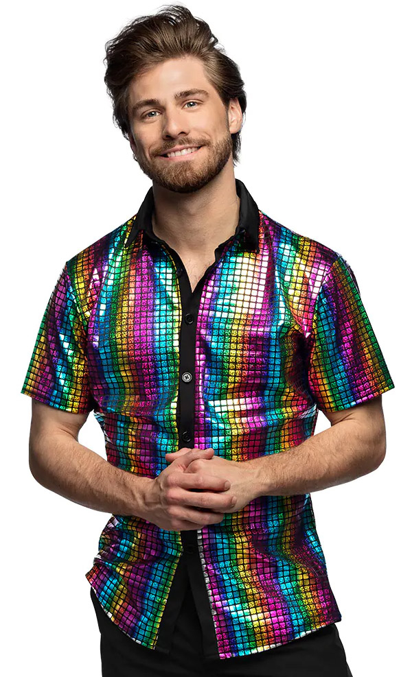 Disco skjorte rainbow, XL