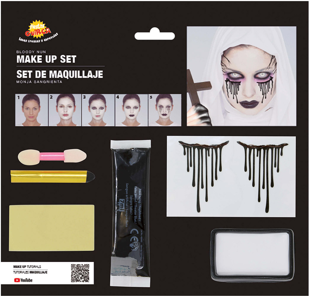 Zombie nonne makeup sæt
