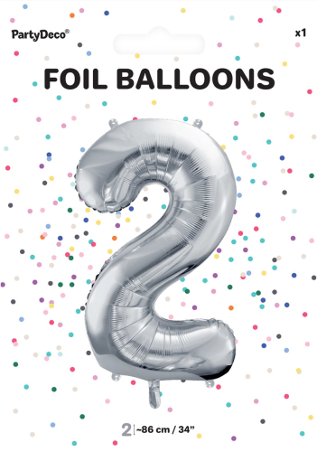 Tal ballon 2 sølv 86 cm