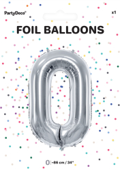 Tal ballon 0 sølv 86 cm