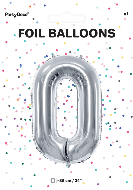 Billede af Tal ballon 0 sølv 86 cm
