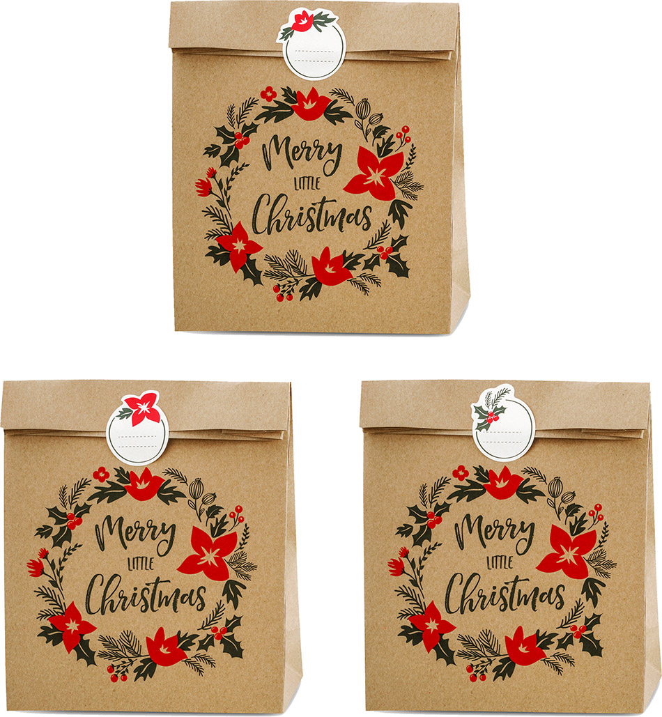 Gavepose kraft jul 3-pak