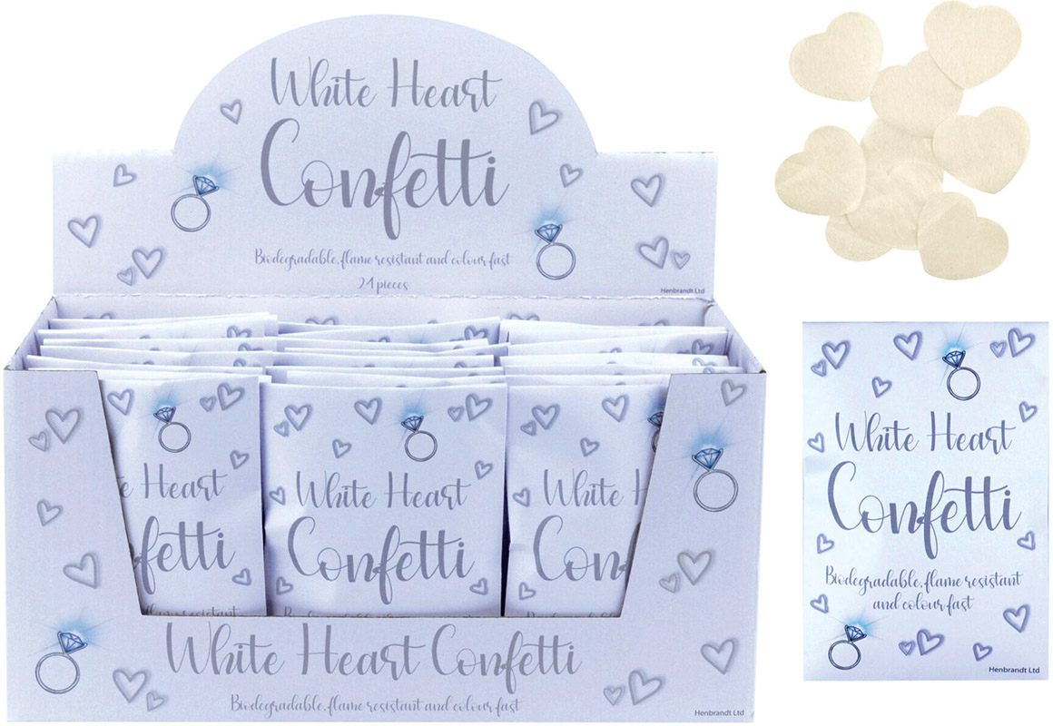Papir konfetti hjerter, hvid