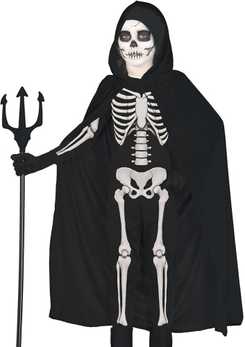 Kappe m/hætte barn, sort 100 cm