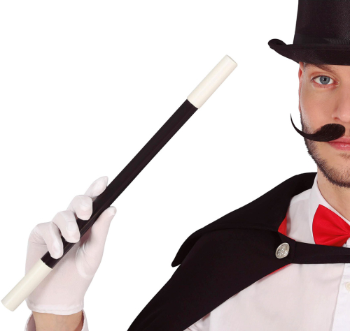 Tryllestav 36 cm, sort/hvid