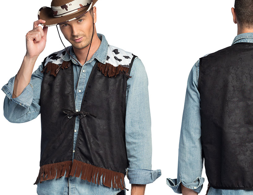 Cowboy vest, sort, str. L/XL