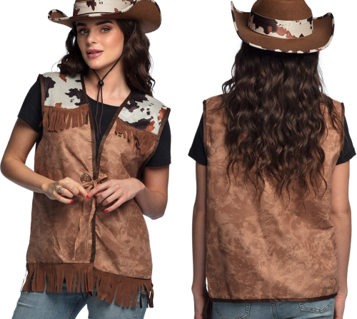 Cowboy vest, brun, str. M
