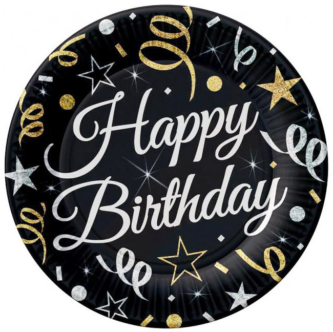 Paptallerken Happy Birthday 6-pk