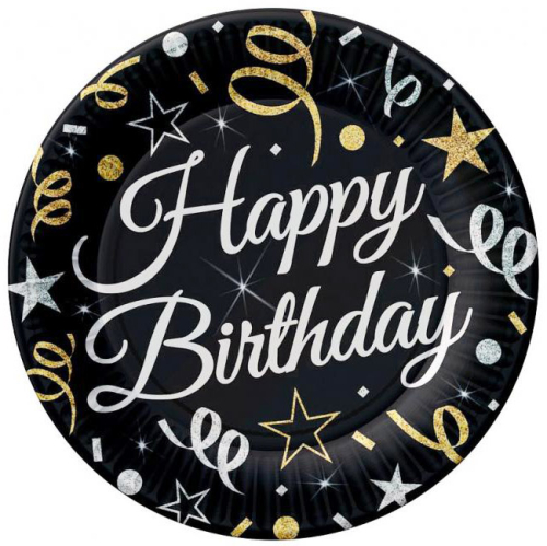 Paptallerken Happy Birthday 6-pk