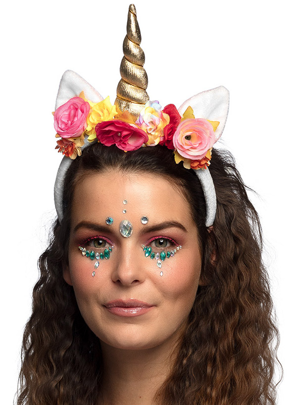 Unicorn hårbøjle med blomster