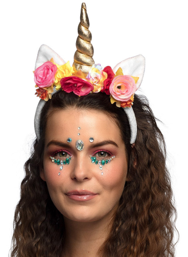 Unicorn hårbøjle med blomster