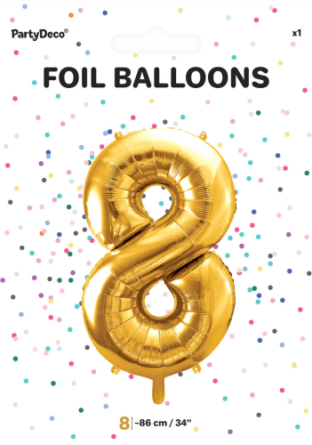 Tal ballon 8 guld 86 cm