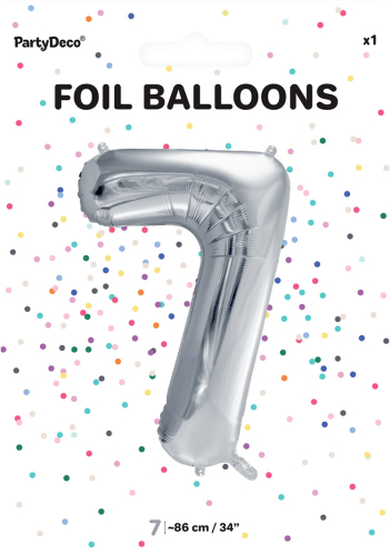 Tal ballon 7 sølv 86 cm