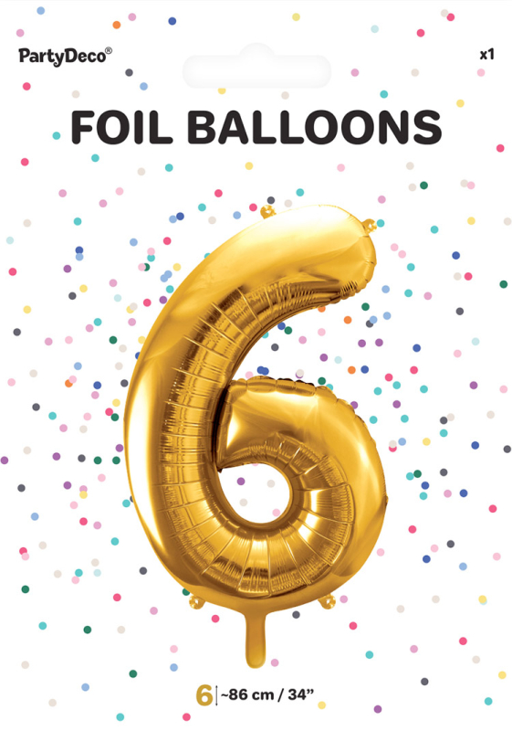 Billede af Tal ballon 6 guld 86 cm