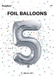 Tal ballon 5 sølv 86 cm