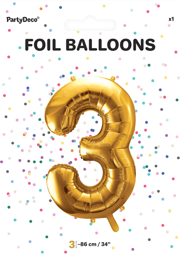 Tal ballon 3 guld 86 cm