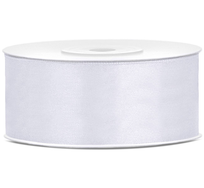 Silkebånd hvid 25 mm x 25 m