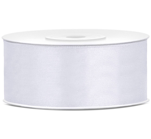 Silkebånd hvid 25 mm x 25 m