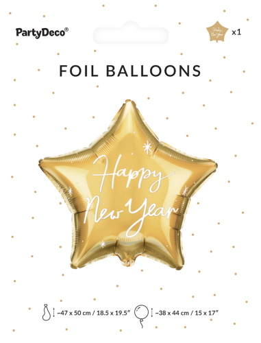 Folieballon Happy New Year, guld