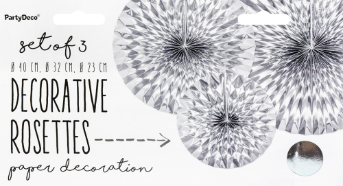 Deko papir roset sølv 3-pak