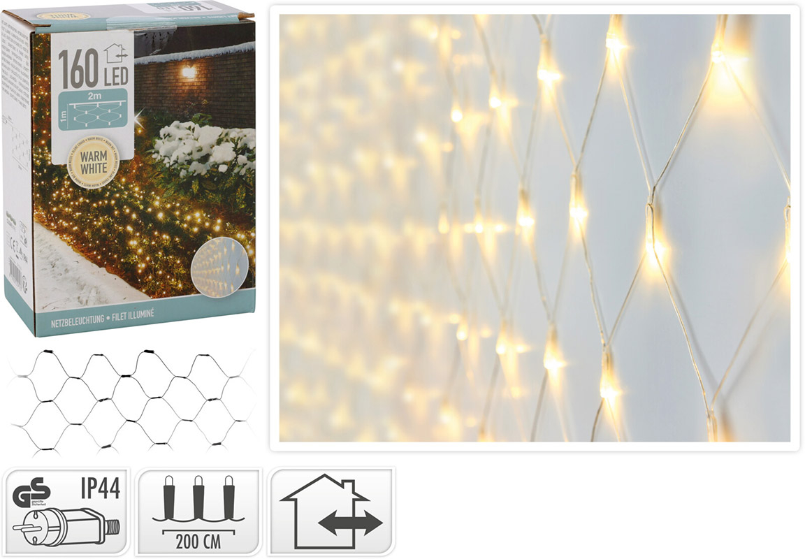 Lysnet varm hvid 160 LED