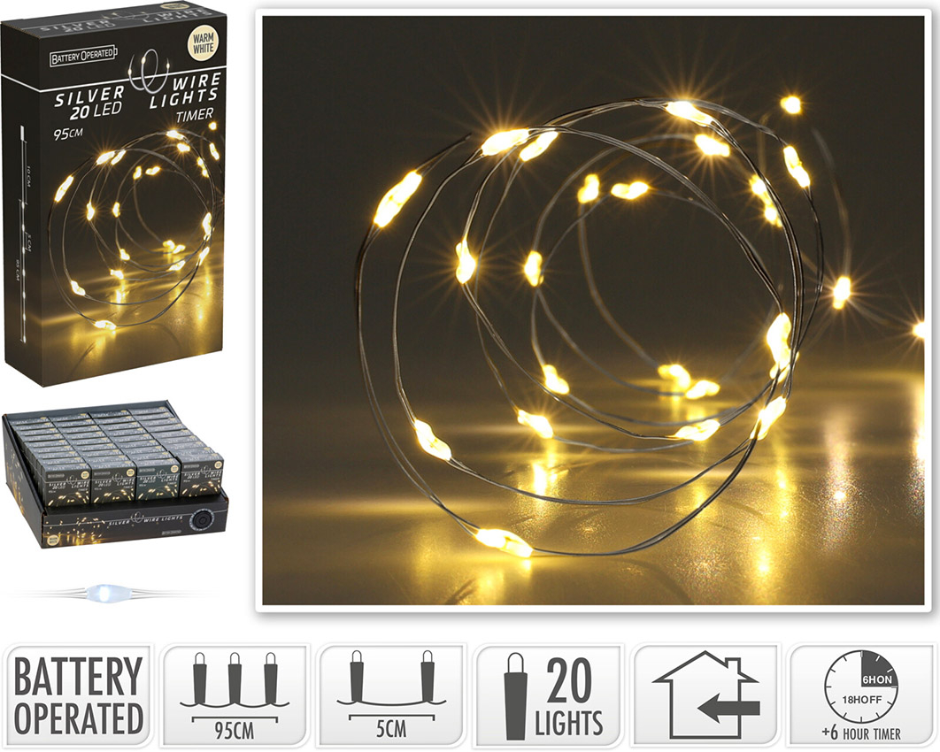 Lyskæde sølv-wire 20 LED