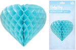 Honeycomb hjerte 26 cm, lyseblå